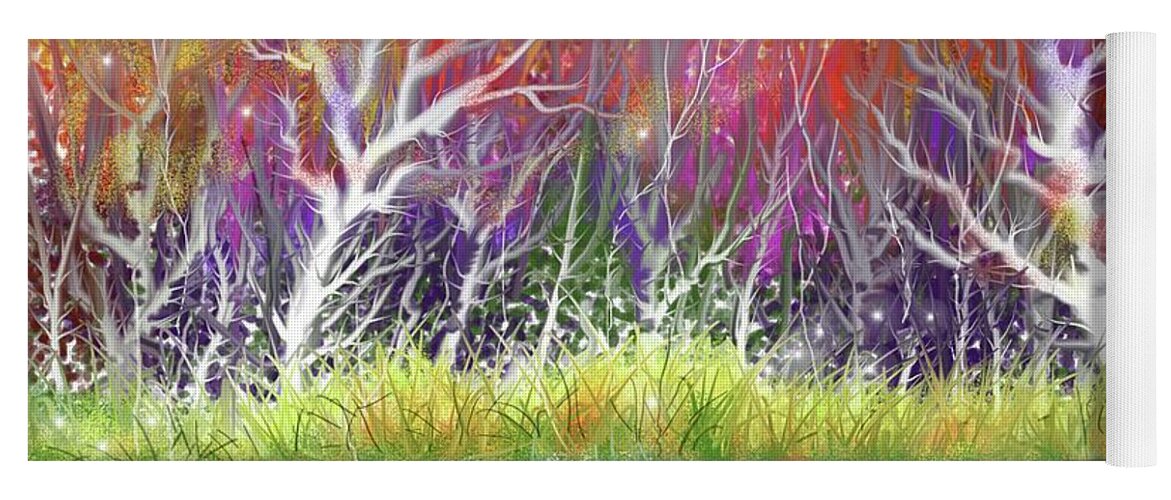 Forest Yoga Mat featuring the digital art Magical Forest by Darren Cannell