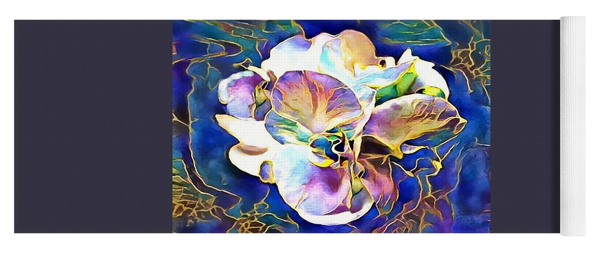 Magnolia Yoga Mat featuring the mixed media Magnolia Flower Abstract Digital Painting2 by Sandi OReilly