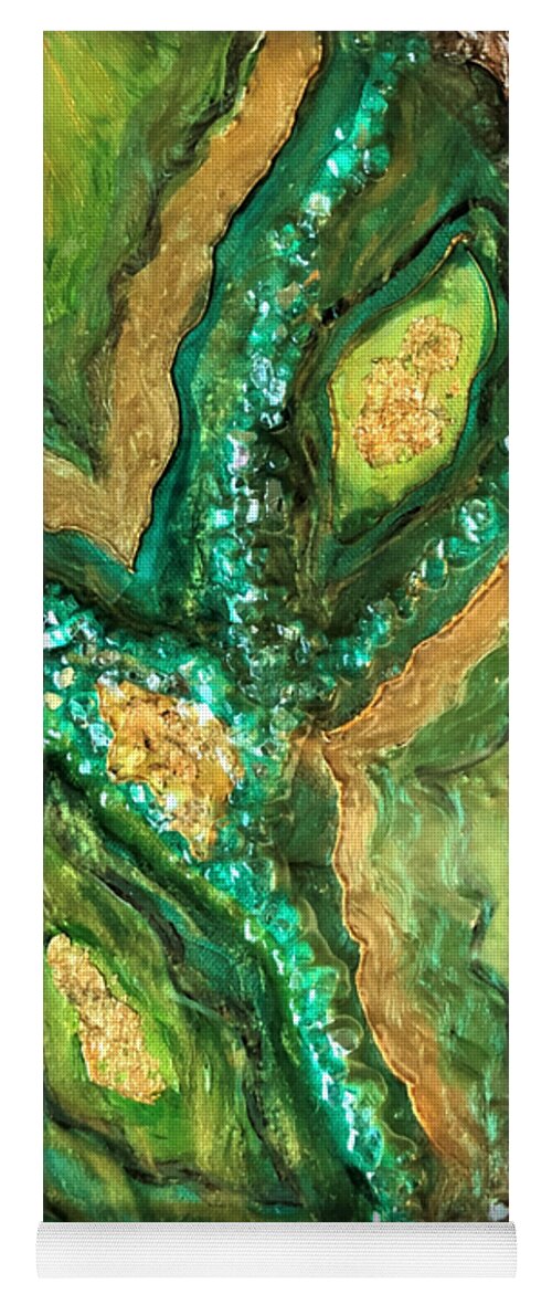 Agate Yoga Mat featuring the painting Malachite by Rachelle Stracke