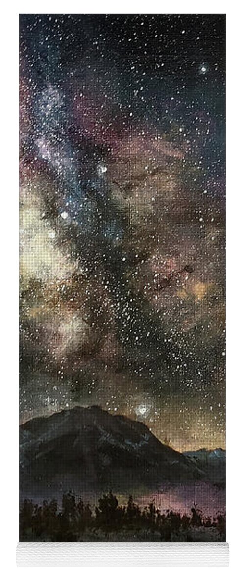 Milky Way Yoga Mat featuring the painting Mammoth Lakes Cosmic Milky Way by Zan Savage