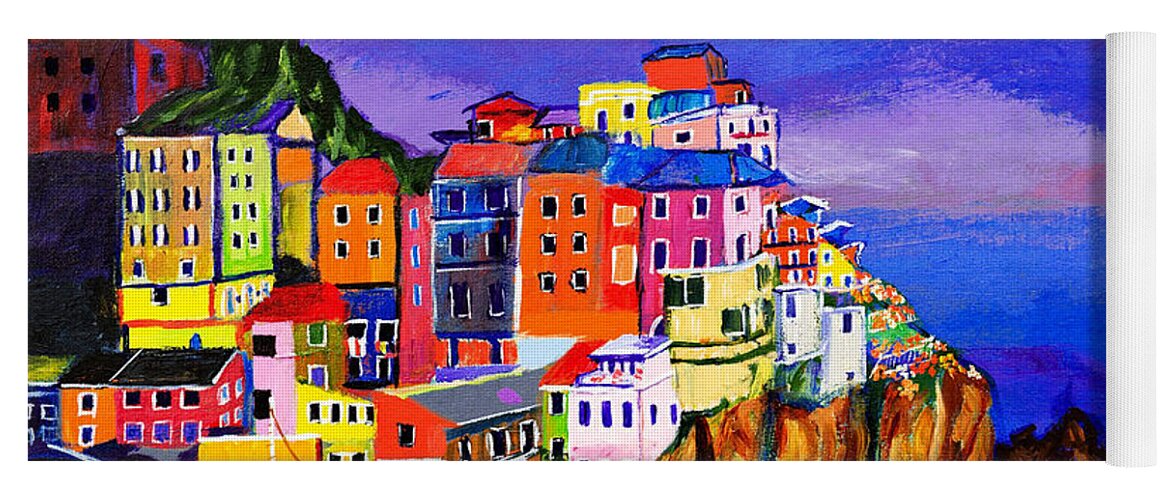 Italy Yoga Mat featuring the painting Manarola Cinque Terre by Art by Danielle
