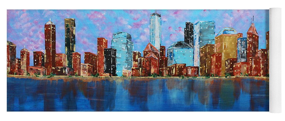 Manhattan Yoga Mat featuring the painting Manhattan NY by Brent Knippel