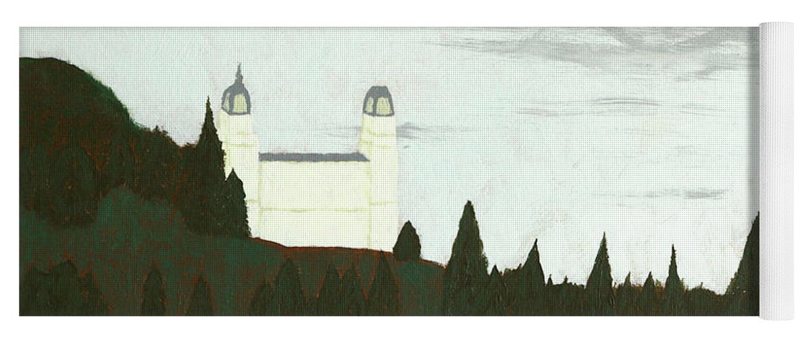 Manti Yoga Mat featuring the painting Manti Temple by K Bradley Washburn
