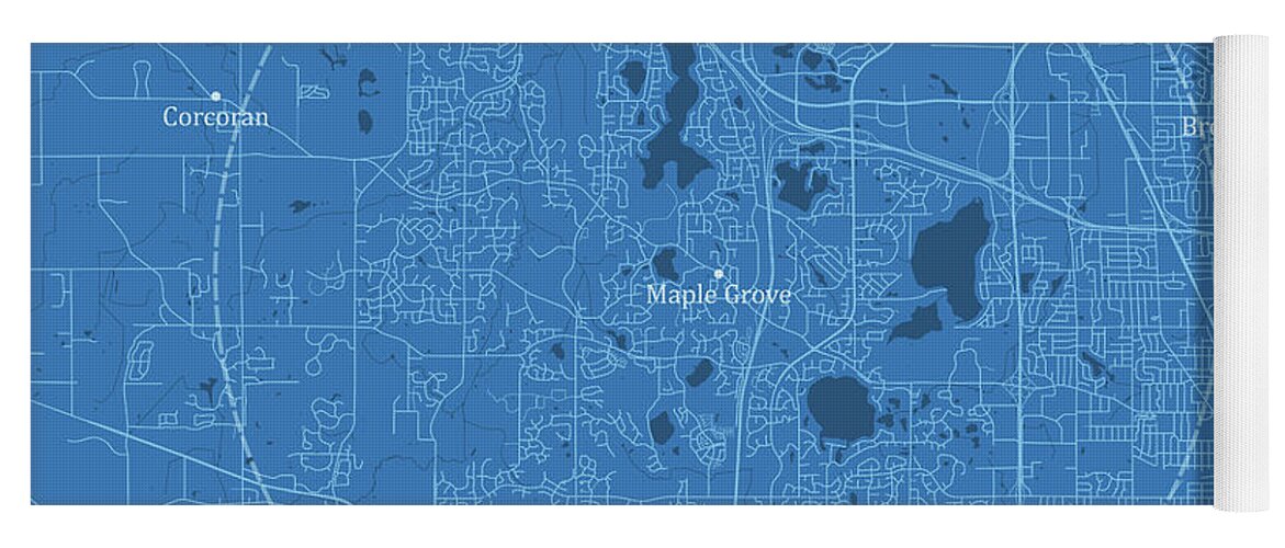 Minnesota Yoga Mat featuring the digital art Maple Grove MN City Vector Road Map Blue Text by Frank Ramspott