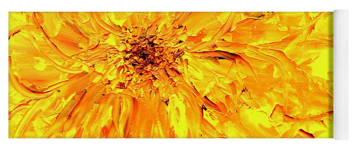 Yellow Yoga Mat featuring the painting Marigold Inspiration 3 by Teresa Moerer