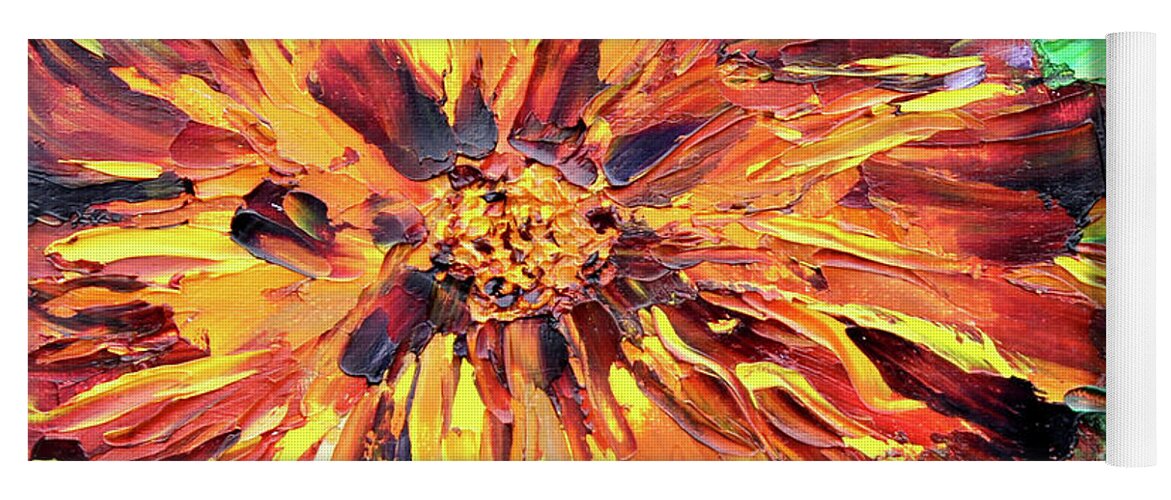 Marigold Yoga Mat featuring the painting Marigold Inspiration 4 by Teresa Moerer