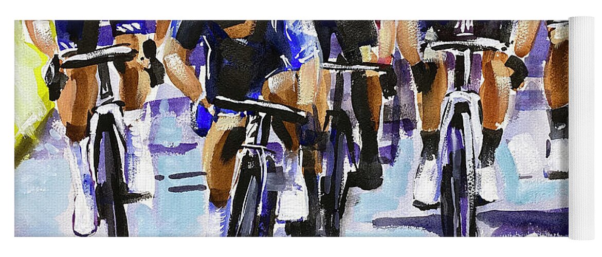 Le Tour De France Yoga Mat featuring the painting Mark Cavendish Stage 4 TDF 2021 by Shirley Peters