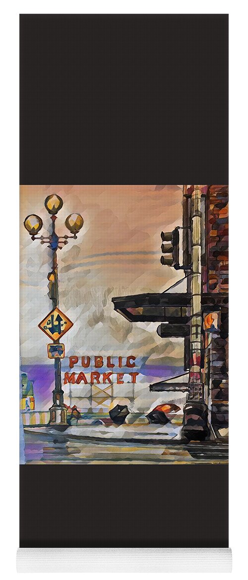 Public Yoga Mat featuring the painting Market by Try Cheatham