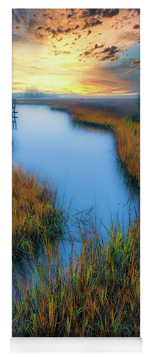 North Carolina Yoga Mat featuring the photograph Marsh at Sunrise by Dan Carmichael