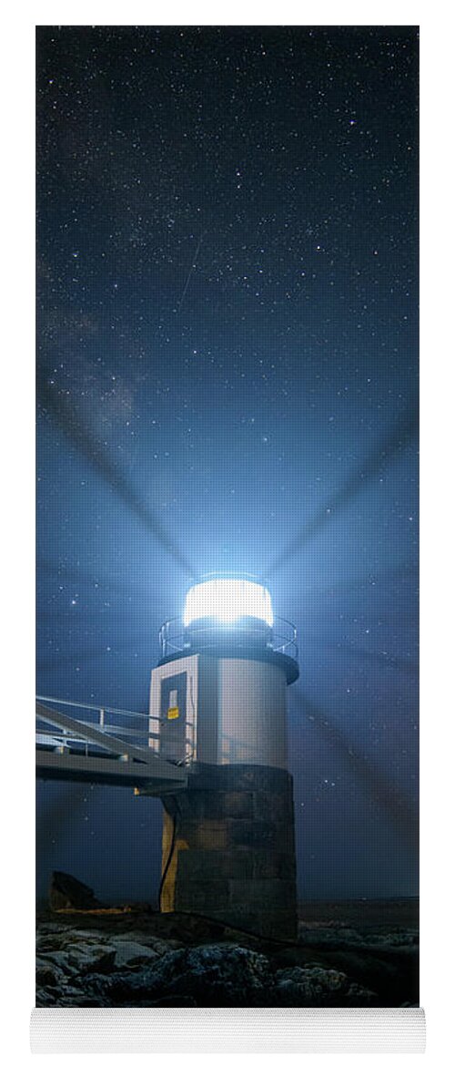 Marshall Point Lighthouse Yoga Mat featuring the photograph Marshall Point and the Milky Way by Kristen Wilkinson