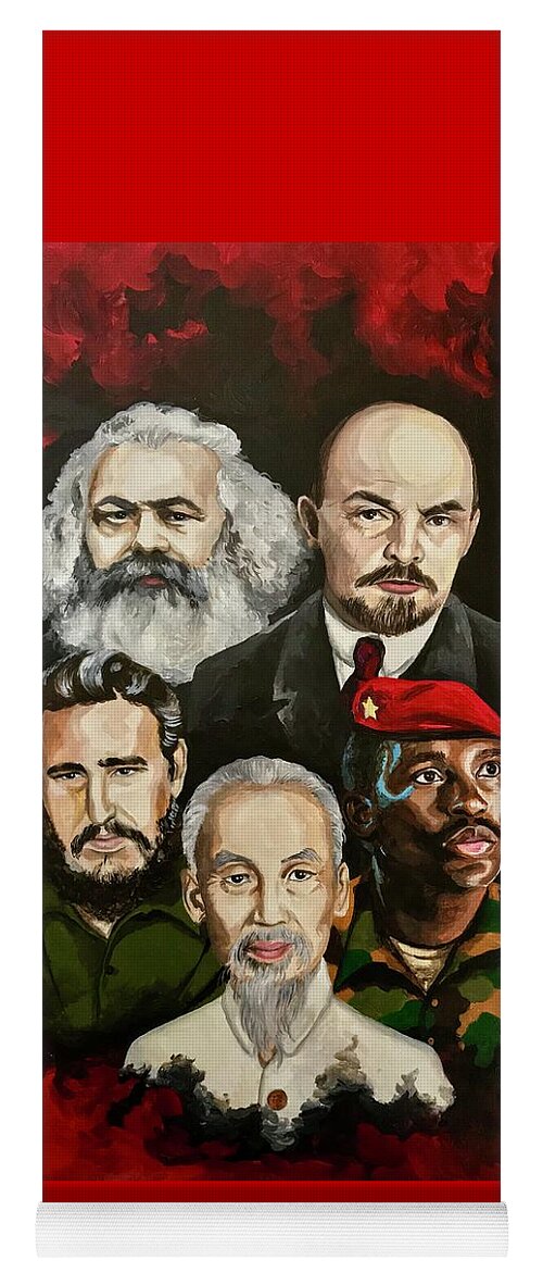 Marxist Yoga Mat featuring the painting Marxist Leaders by Solveig Inga