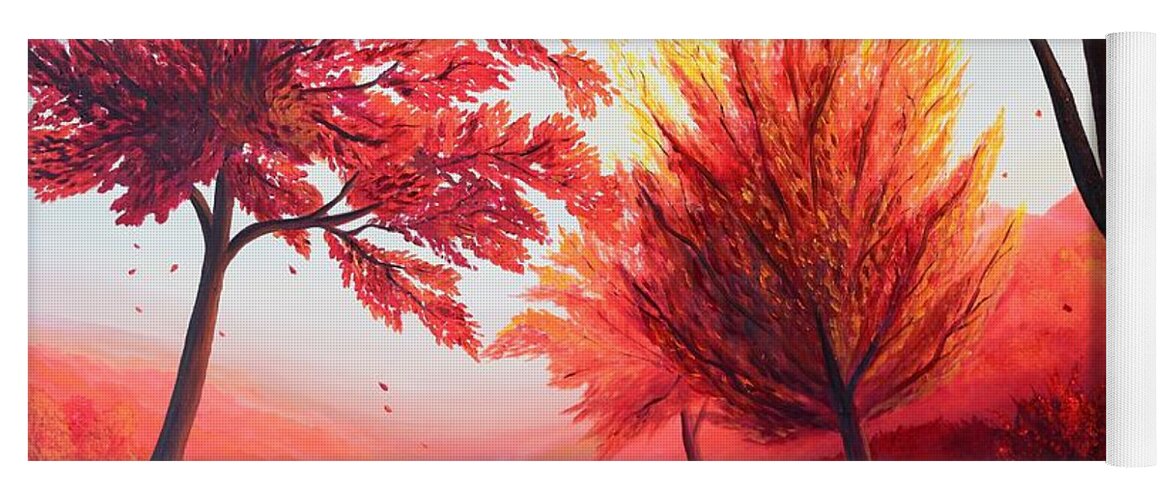 Autumn Yoga Mat featuring the painting Meet me in the Fall by Torrence Ramsundar