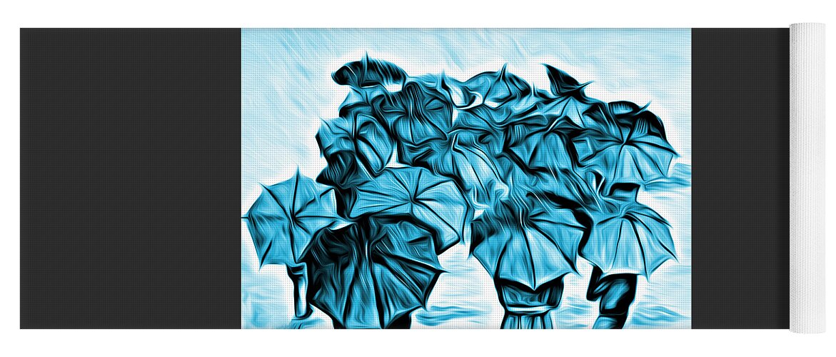 Umbrella Prints Yoga Mat featuring the painting Melting Umbrellas by Kelly Mills