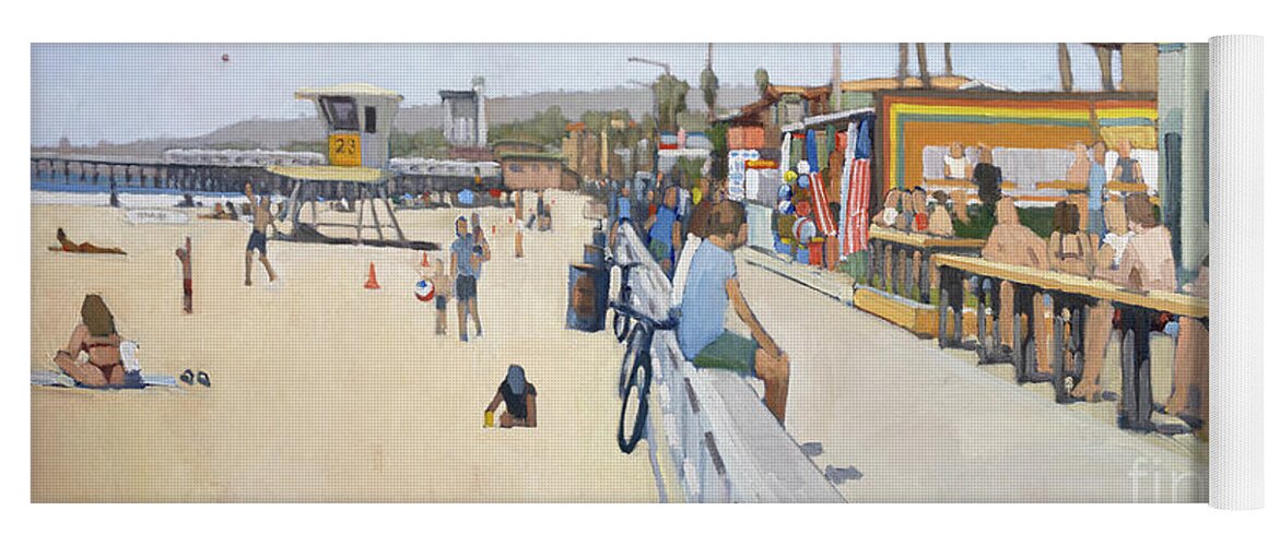 Pacific Beach Yoga Mat featuring the painting Memorial Day - Pacific Beach, San Diego, California by Paul Strahm