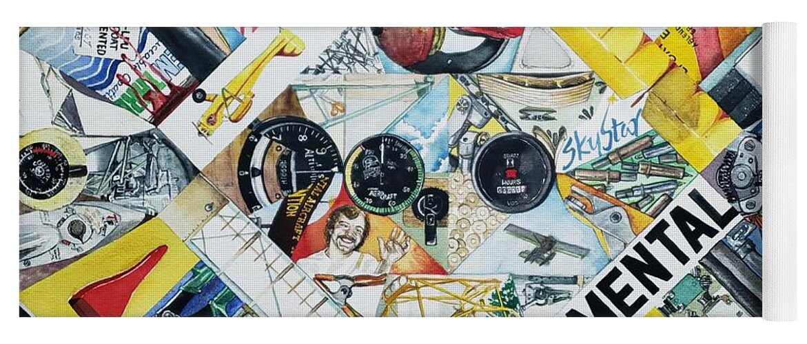 Aviation Yoga Mat featuring the painting Mental Flight by Merana Cadorette