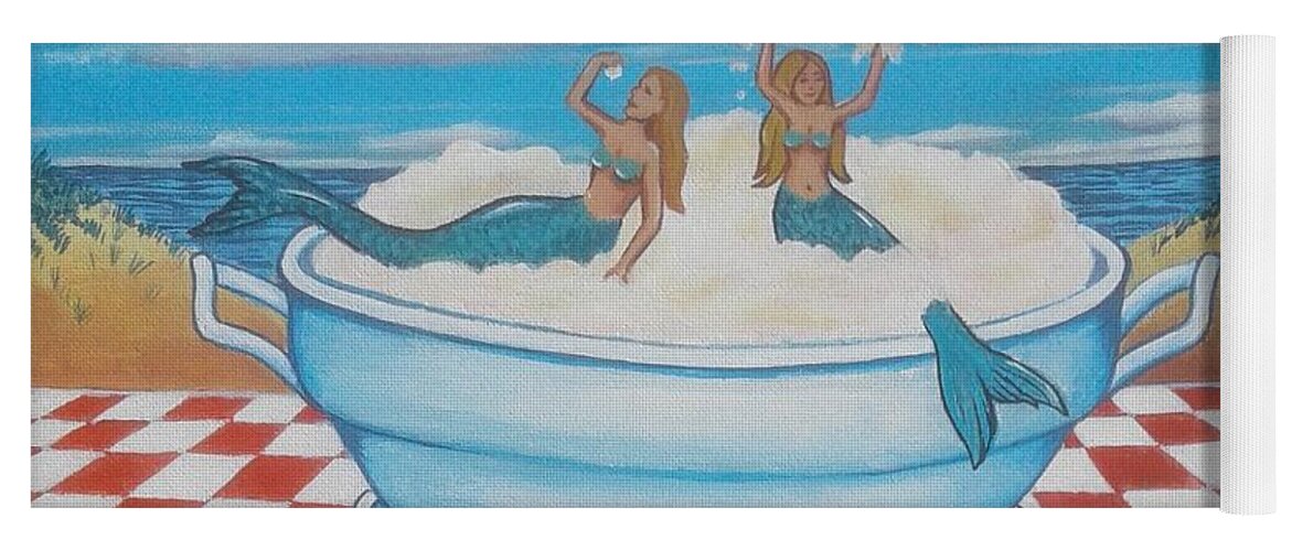 Mermaids Yoga Mat featuring the painting Look Ma, The Mermaids are in the Mashed Potatoes Again by James RODERICK