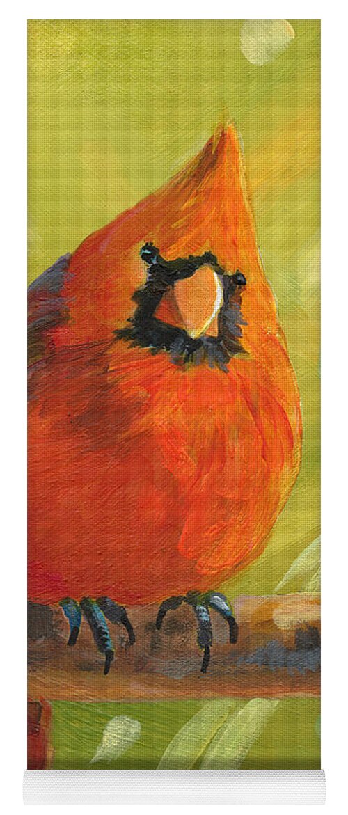 Bird Yoga Mat featuring the painting Messenger - Cardinal Painting by Annie Troe