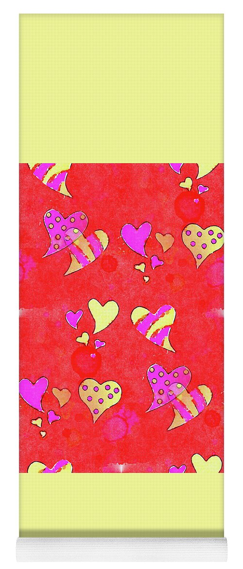 Love Yoga Mat featuring the mixed media Messy Watercolor Hearts  by Shelli Fitzpatrick