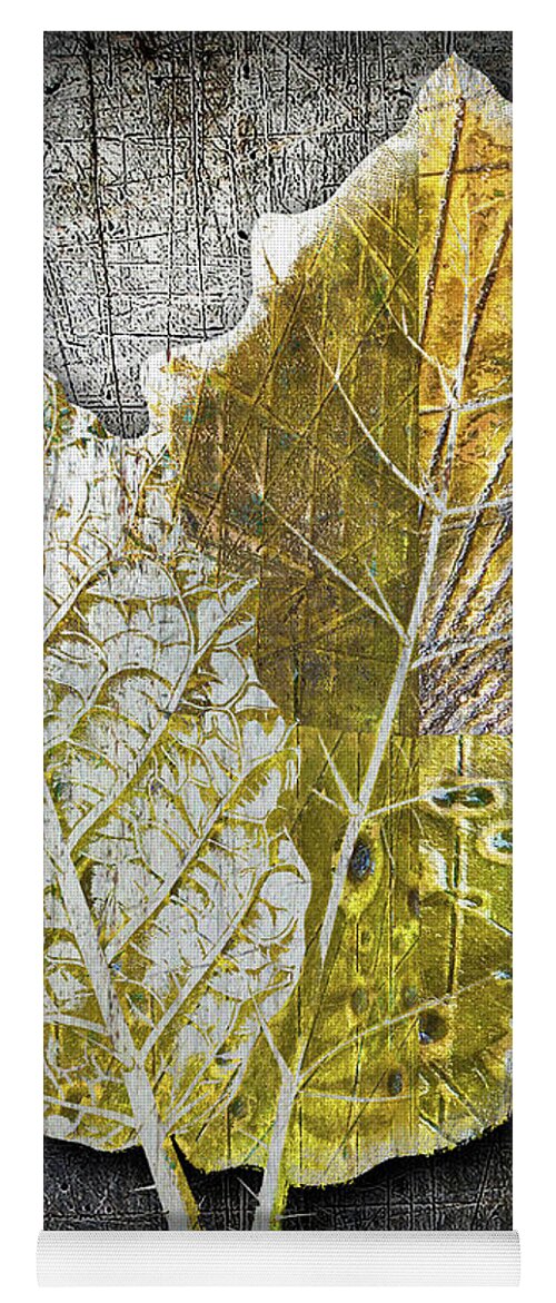1800s Yoga Mat featuring the painting Metal Metallic Gold Silver Leaves 1 by Tony Rubino