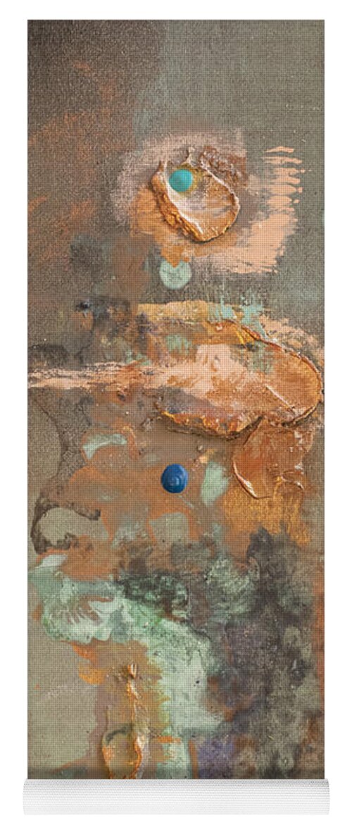 Copper Yoga Mat featuring the painting Metallic Patina III by Cathleen Klibanoff