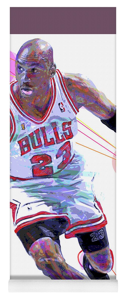 Basketball Player Yoga Mat featuring the painting Michael Jordan Chicago Bulls by David Lloyd Glover