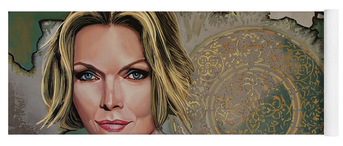 Michelle Pfeiffer Yoga Mat featuring the painting Michelle Pfeiffer Painting 2 by Paul Meijering
