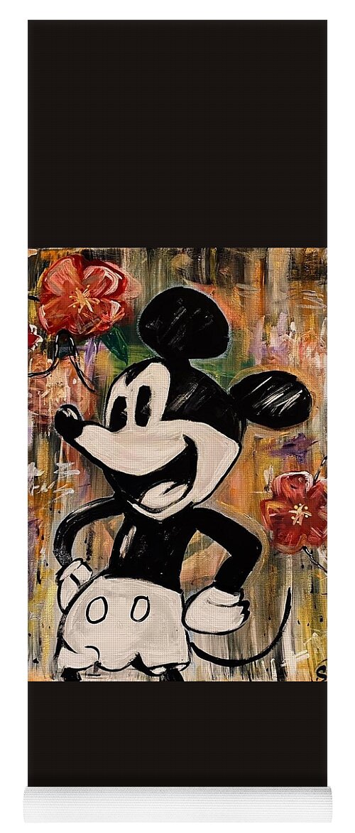 Fun Mouse Mickey Animal Fun Love Creative Art Abstract Yoga Mat featuring the painting Mickey by Shemika Bussey