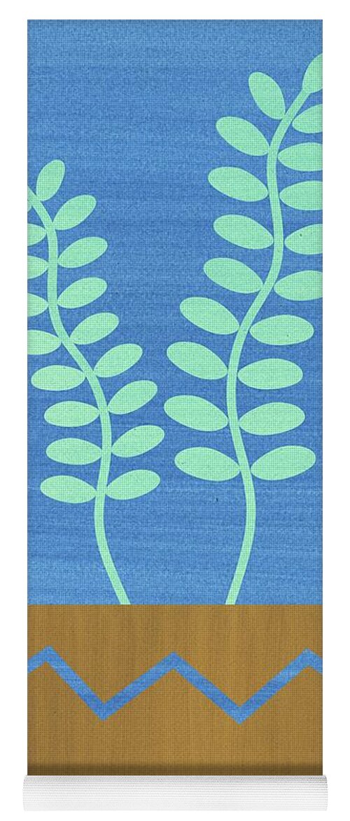 Mid Century Modern Yoga Mat featuring the mixed media Mid Century Modern Succulent 1 by Donna Mibus