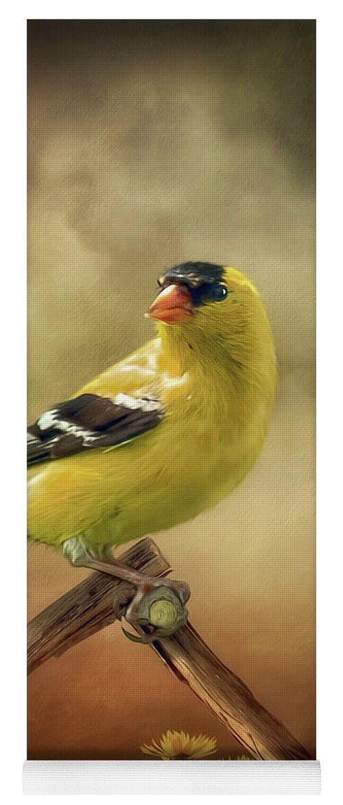 Goldfinch Yoga Mat featuring the digital art Midday Goldfinch by Maggy Pease