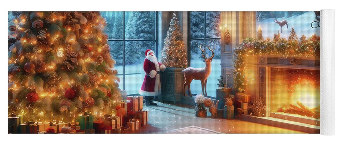 Christmas Eve Yoga Mat featuring the digital art Midnight Magic On Christmas Eve by Bill and Linda Tiepelman