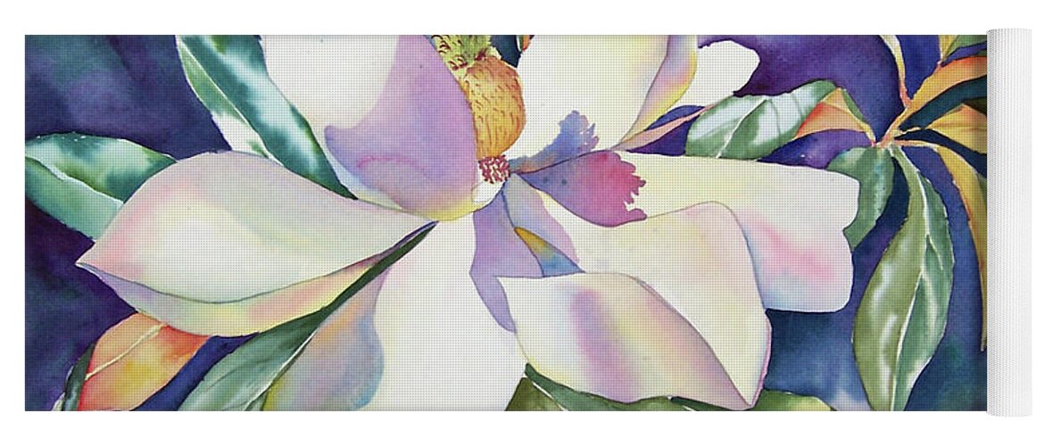 Magnolia Yoga Mat featuring the painting Midnight Magnolia by Liana Yarckin