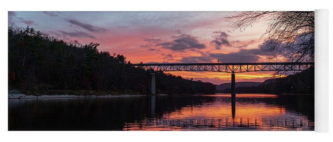 Sunset Yoga Mat featuring the photograph Milford PA Bridge at Sunset by Amelia Pearn