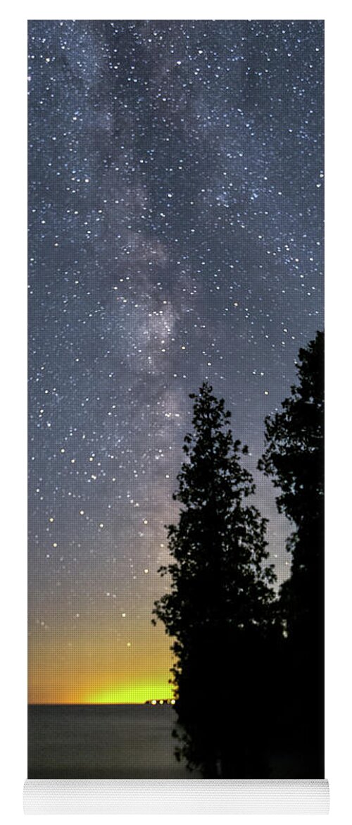 Door County Yoga Mat featuring the photograph Milky Way Over Cave Point by Paul Schultz