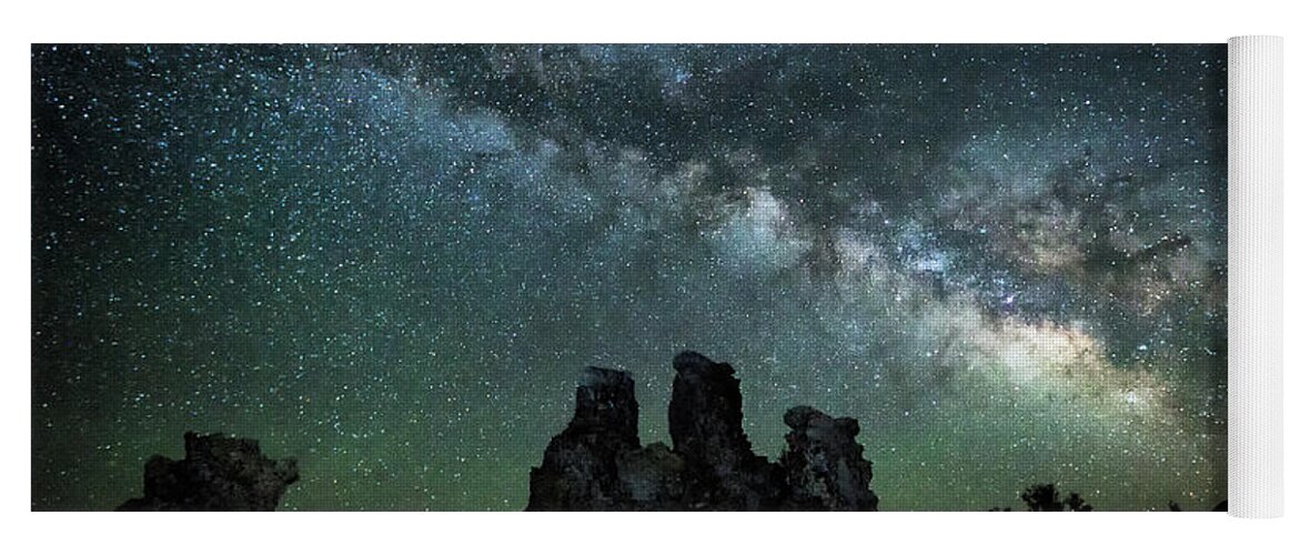 Milky Way Yoga Mat featuring the photograph Milky Way Over the Tufas by Cheryl Strahl