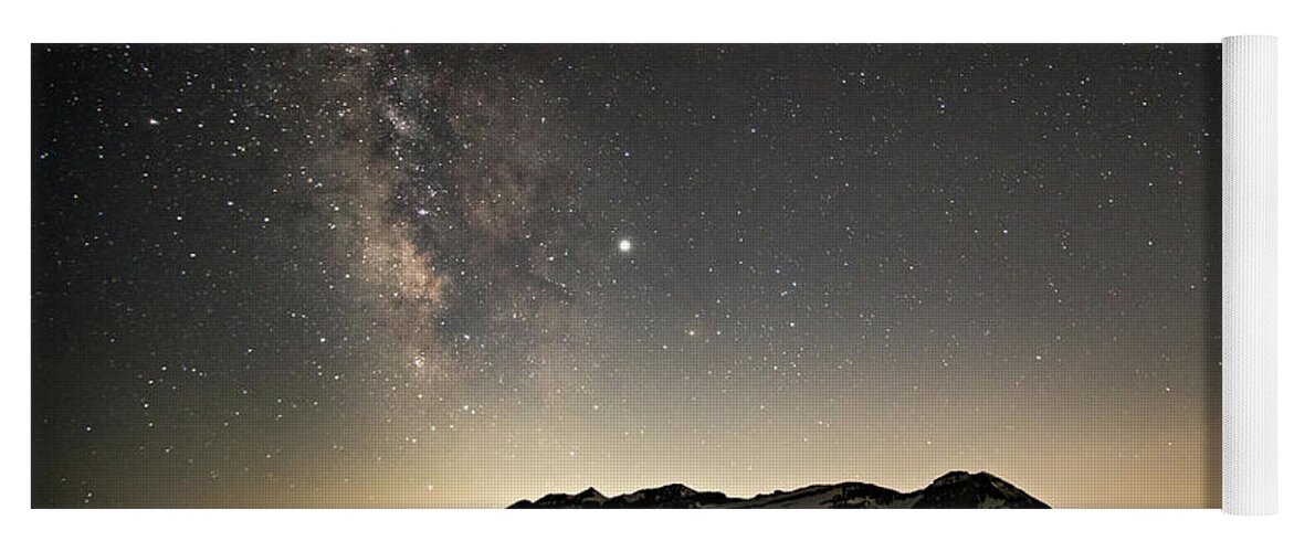 Timpanogos Mountain Yoga Mat featuring the photograph Milky Way over Timpanogos by Wesley Aston