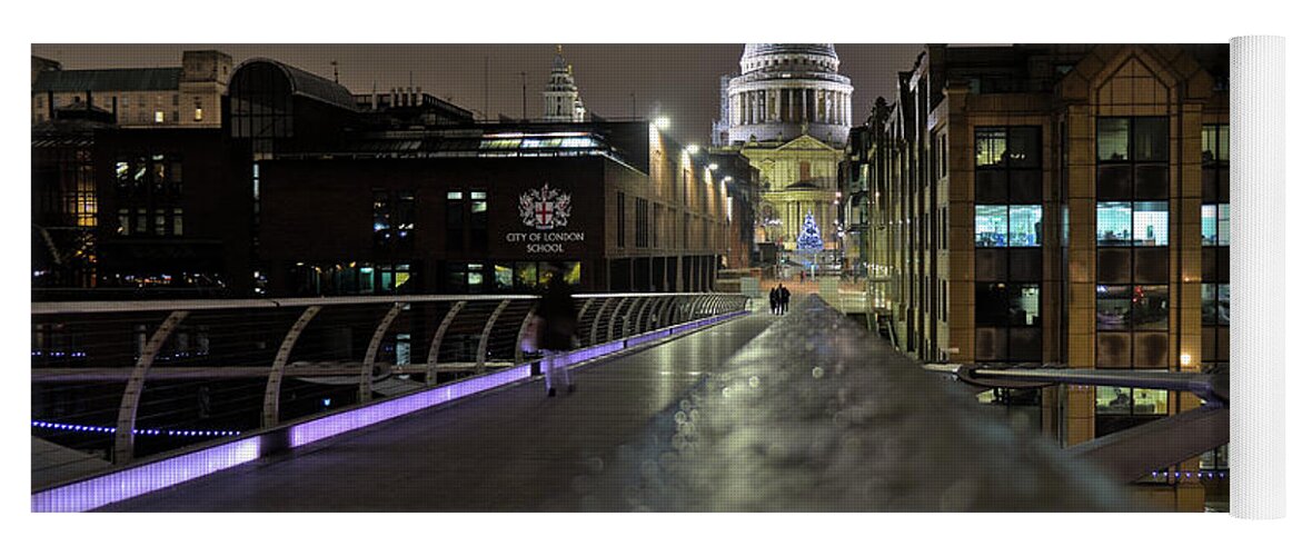 Millennium Bridge Yoga Mat featuring the photograph Millennium bridge and St Pauls Cathedral view in London by Angelo DeVal