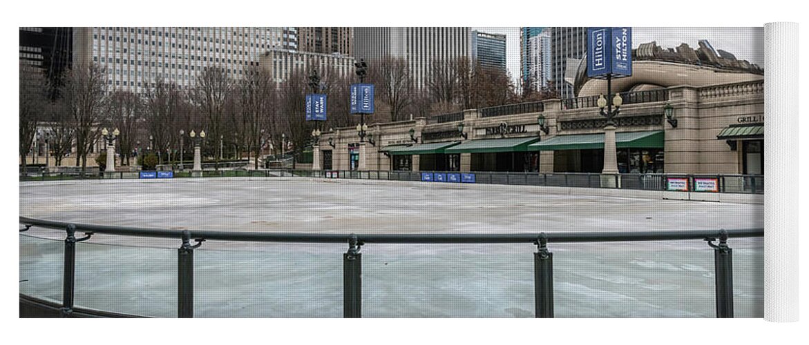 Chicago Yoga Mat featuring the photograph Millennium Park and the Lonely Bean by Laura Hedien