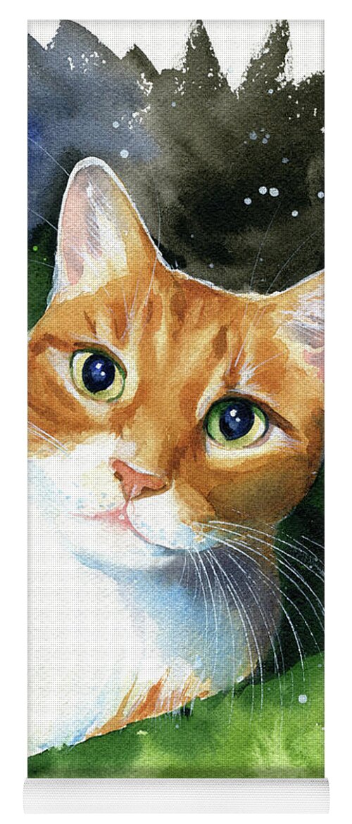 Cats Yoga Mat featuring the painting Milo Ginger Cat Painting by Dora Hathazi Mendes