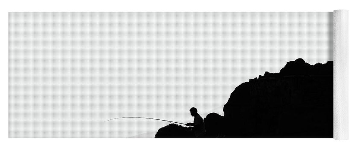 Minimalist Yoga Mat featuring the photograph Minimalist photography of silhouettes on the rock above the sea by Martin Vorel Minimalist Photography