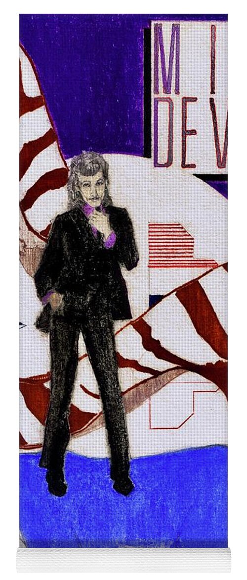 Willy Deville Yoga Mat featuring the drawing Mink DeVille - Le Chat Bleu by Sean Connolly