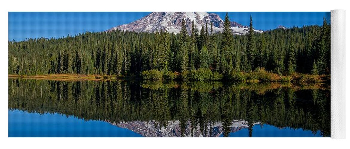 Mirror Reflection Of Mount Rainier Yoga Mat featuring the photograph Mirror reflection of Mount Rainier by Lynn Hopwood