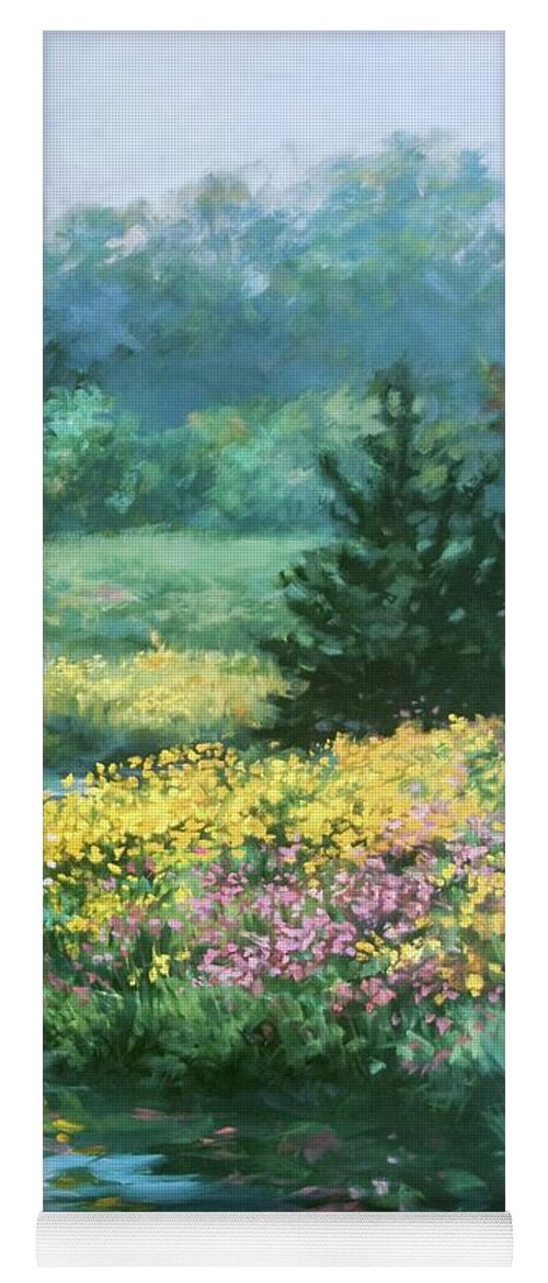 Garden Yoga Mat featuring the painting Misty Morning by Laurie Snow Hein