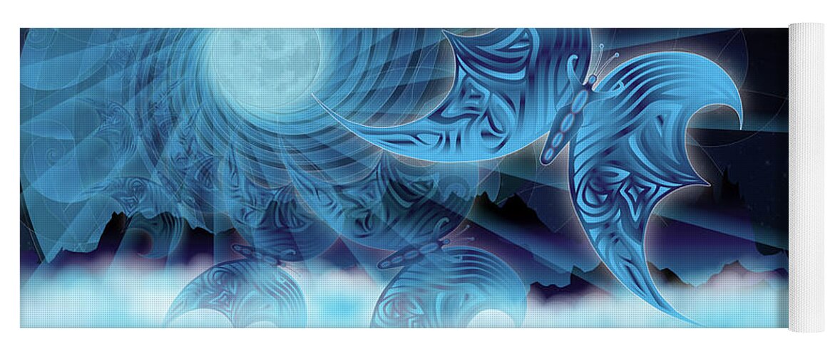 Butterfly Yoga Mat featuring the digital art Misty Mountains by Kenneth Armand Johnson