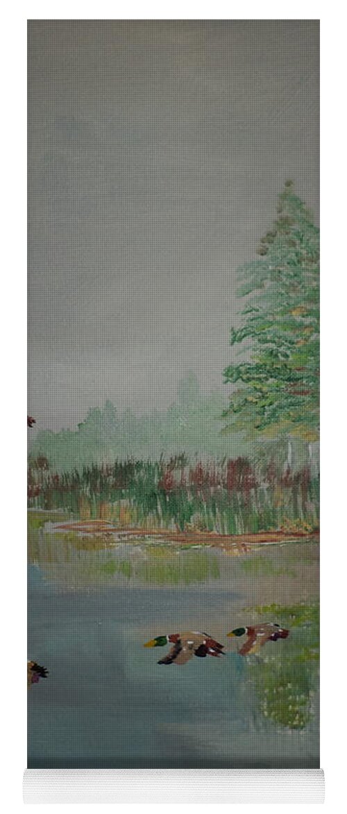Donnsart1 Yoga Mat featuring the painting Misty Pond Painting # 17 by Donald Northup