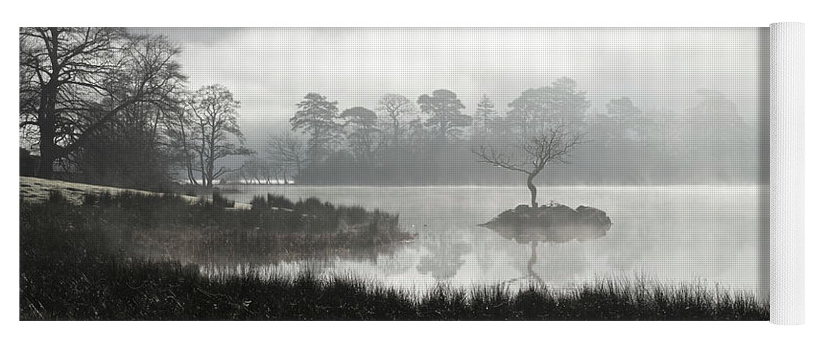 Panorama Yoga Mat featuring the photograph Misty rydal water lake district by Sonny Ryse