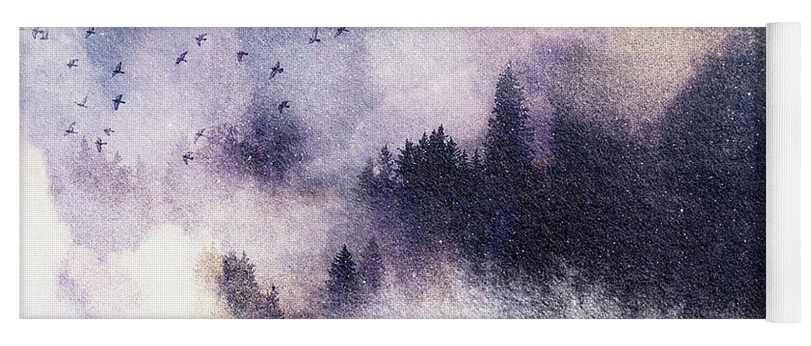 Forest Scenes Yoga Mat featuring the mixed media Misty Winter 8 by Colleen Taylor