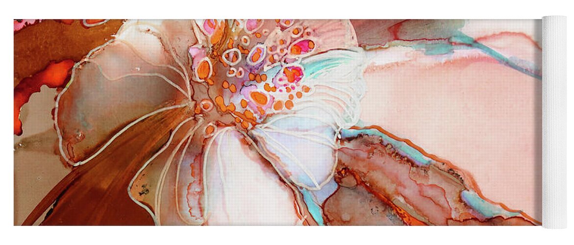  Yoga Mat featuring the painting Mocha Bloom by Julie Tibus