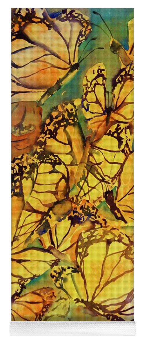 Butterflies Yoga Mat featuring the painting Monarch Butterfly Kaliedoscope by Liana Yarckin