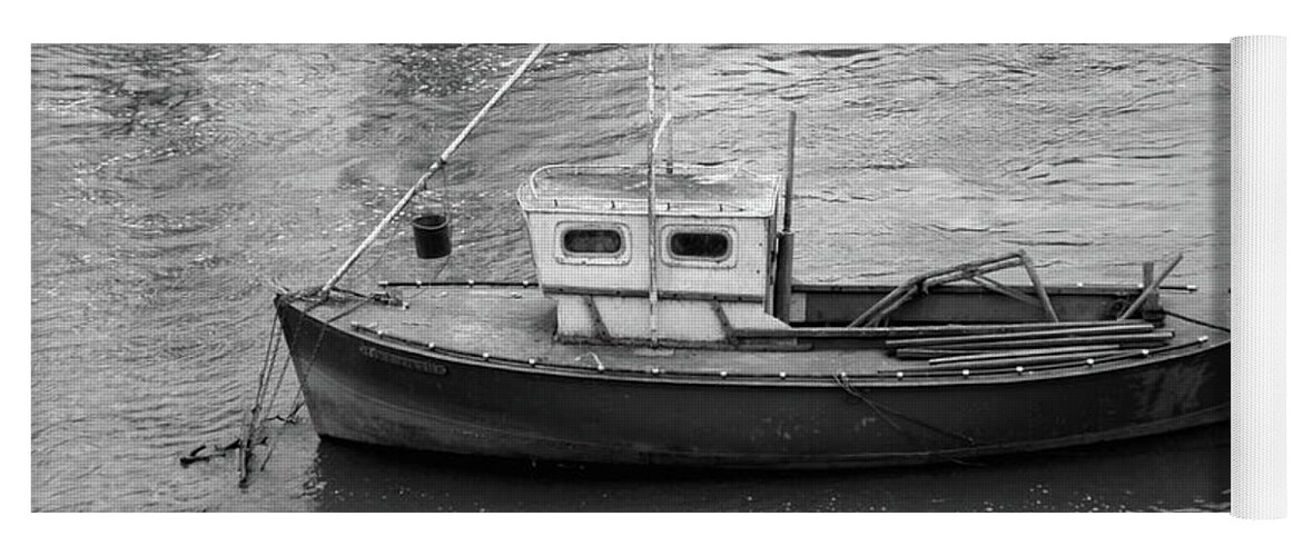 Tugboat Yoga Mat featuring the photograph Monochrome picture of a tugboat by Pics By Tony