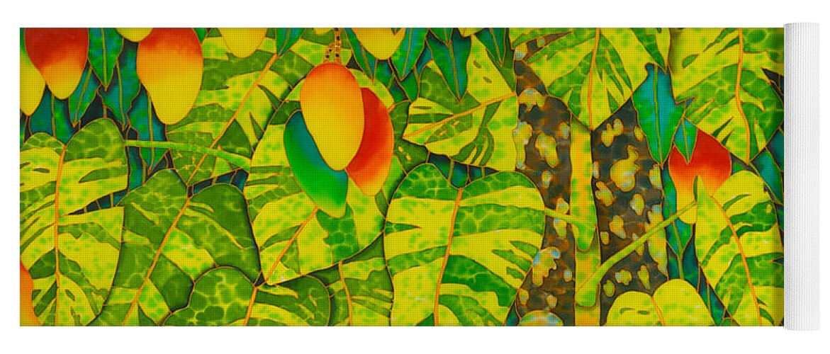 Monstera Plant Yoga Mat featuring the painting Monstera and Mango by Daniel Jean-Baptiste